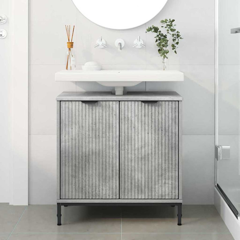 Engineered Wood Bathroom Cabinet, Concrete Grey