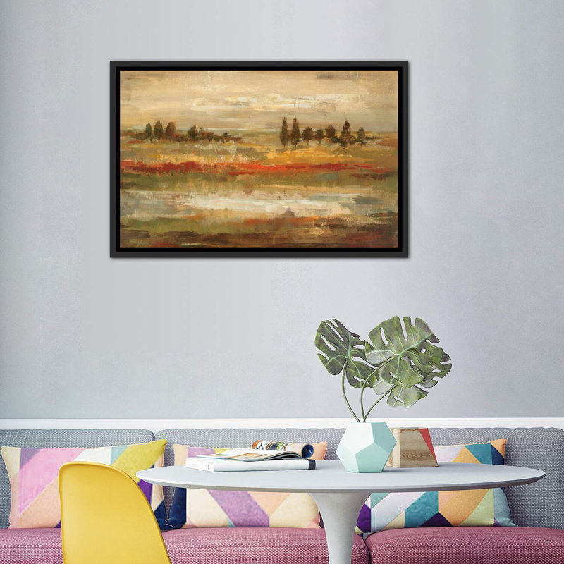 «Summer Fields» par Silvia Vassileva - reproduction d'art, Cadre flottant noir, H 40 po x l 60 po x 1,5 po