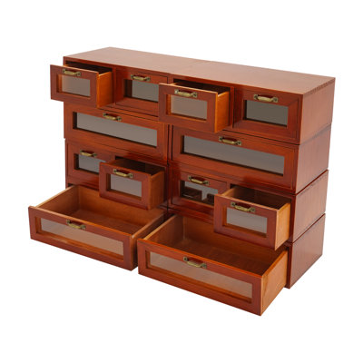 Ensemble de 4 armoires de rangement empilables avec poignées et boîtes de rangement en bois brun