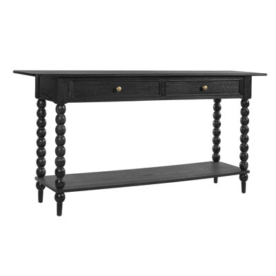 Liora Retro Console Table With 2 Drawers, Shelf, And Spherical Column Legs