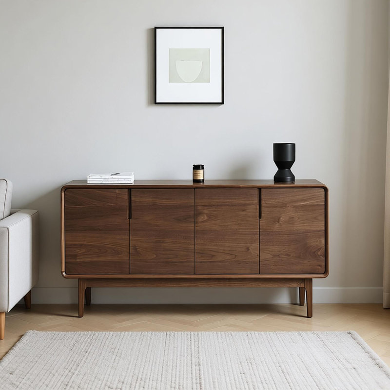 Buffet simple et moderne en bois de noyer noir, 27.55" H x 55.11" W x 16.53" D