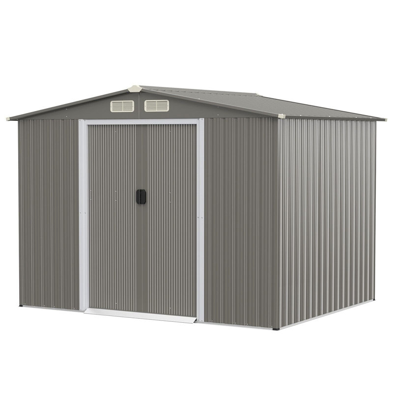 8 X 6FT Outdoor Storage Shed W/Lockable Sliding Door Galvanized Steel Shed