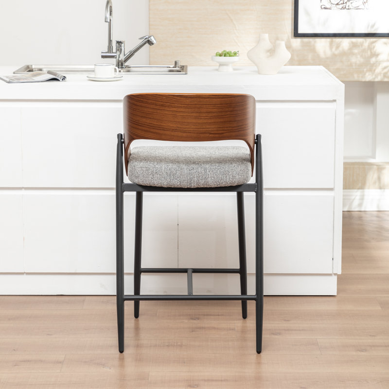 Tabouret de comptoir rembourré Devane, Light Grey