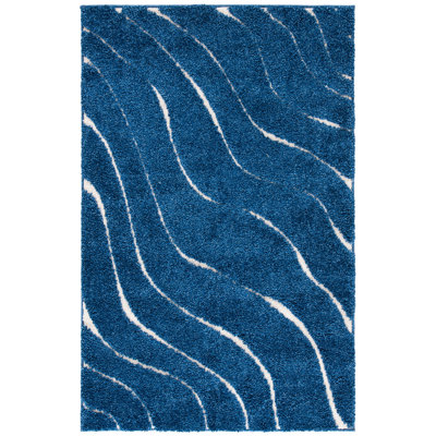 Ashal Abstract Blue/Cream Area Rug