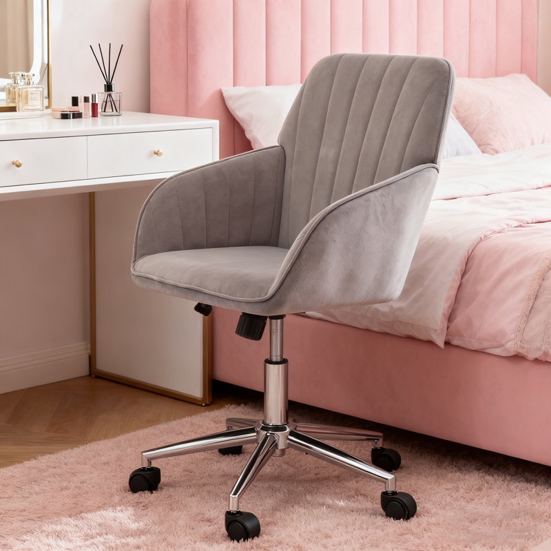 Modern Adjustable Office Chair with Soft Cushion, Metal Legs, Gray