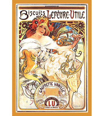 « biscuits lefevre-utile » par alphonse mucha affiche rétro
