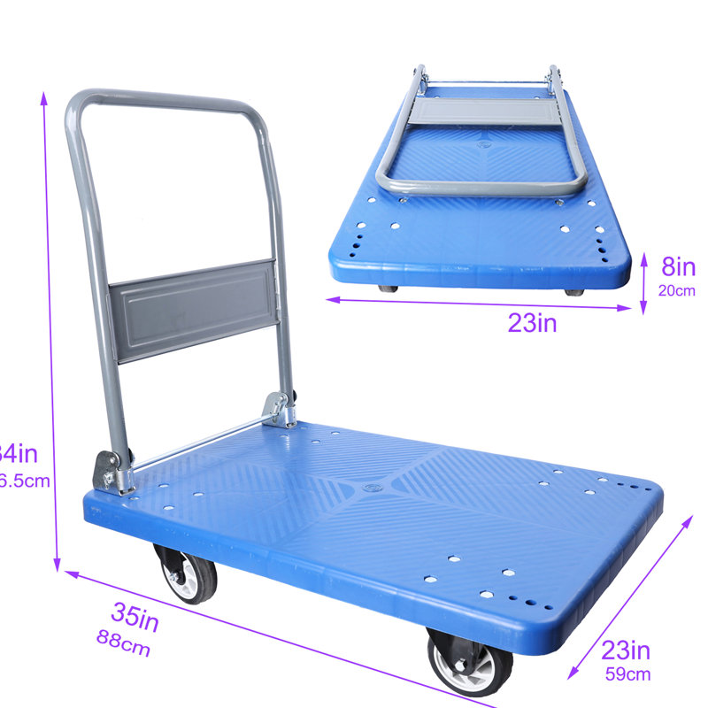 Camion plateforme pliable robuste - Chariot mobile d'une capacité de 660 lb avec poignée pliable pour le garage
