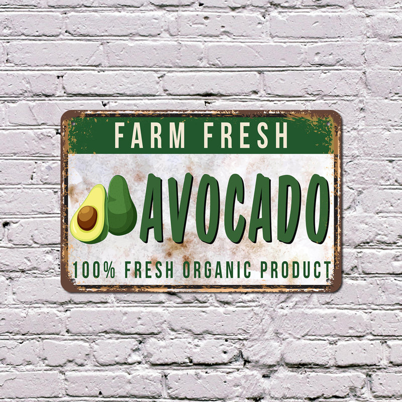 Plaque en plastique 8 po x 12 po Farm Fresh Avocado (paquet de 2)