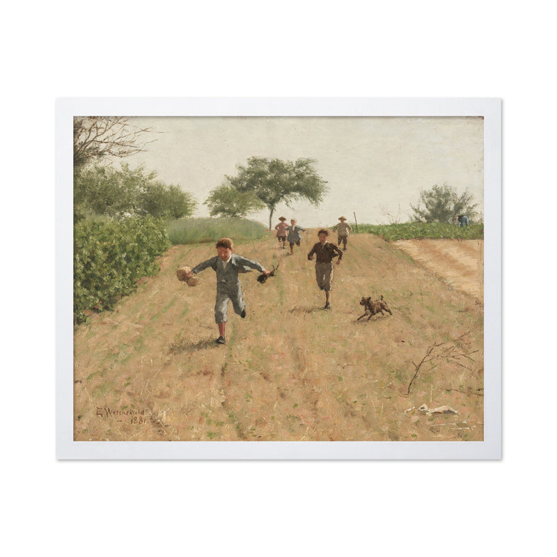 Peinture de Skylarking, 11"H x 14"W, Poster, White Framed