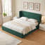 Structure de lit tapissier Annek avec rangement relevable, tête de lit à oreilles de H 40,9 po, lattes de bois et structure en métal, plusieurs tailles et options de tissu disponibles-1542829533-1537809586