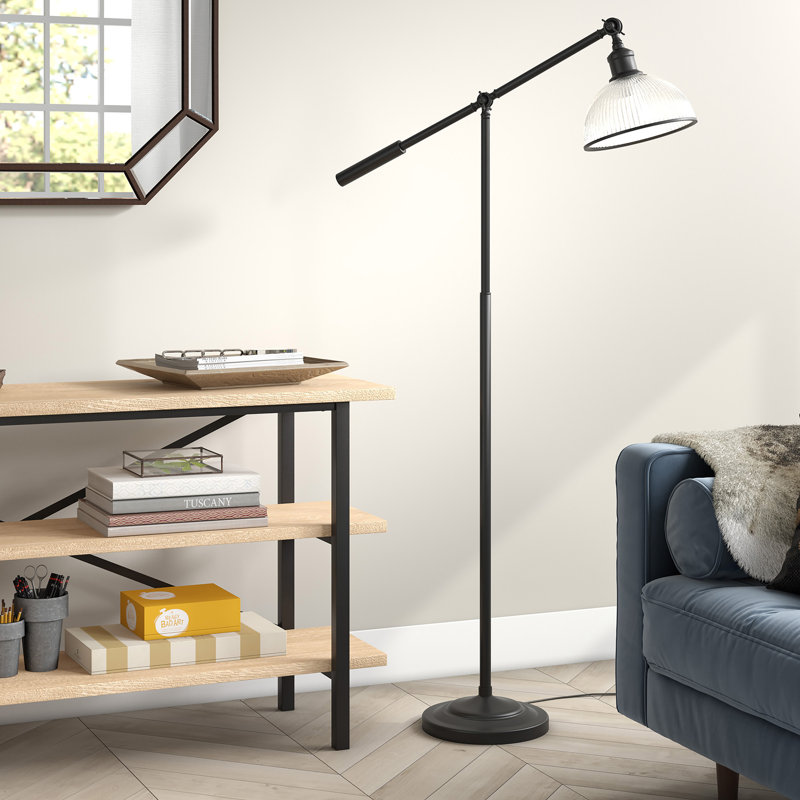 Aleko 58'' Blackened Bronze Swing Arm Floor Lamp