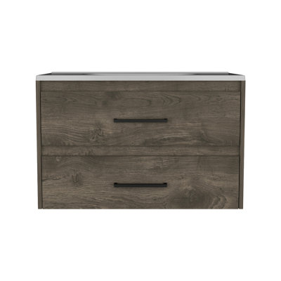 Évier de meuble-lavabo 2 - brun foncé / blanc, élégant luminaire de salle de bain 2 et élégant
