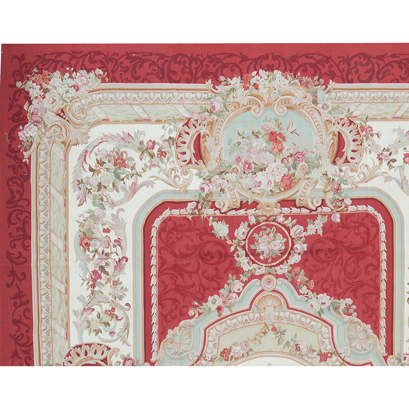 Hand-Knotted High-Quality Red and Beige Area Rug