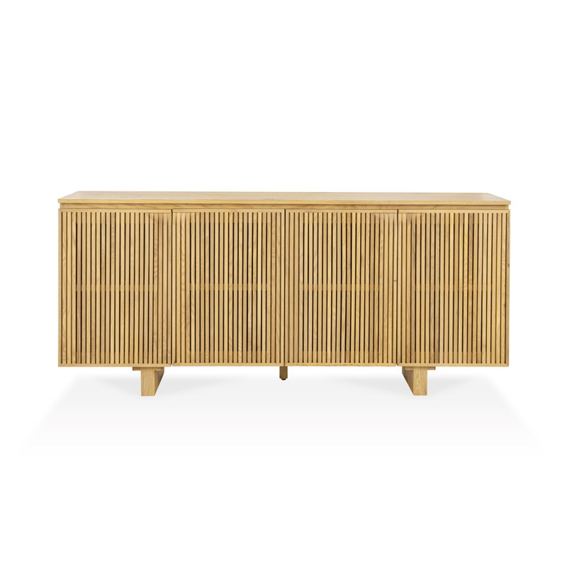 Roya Reclaimed Oak Wood 4 Dr Cabinet Toasted Brown, Oak Natural