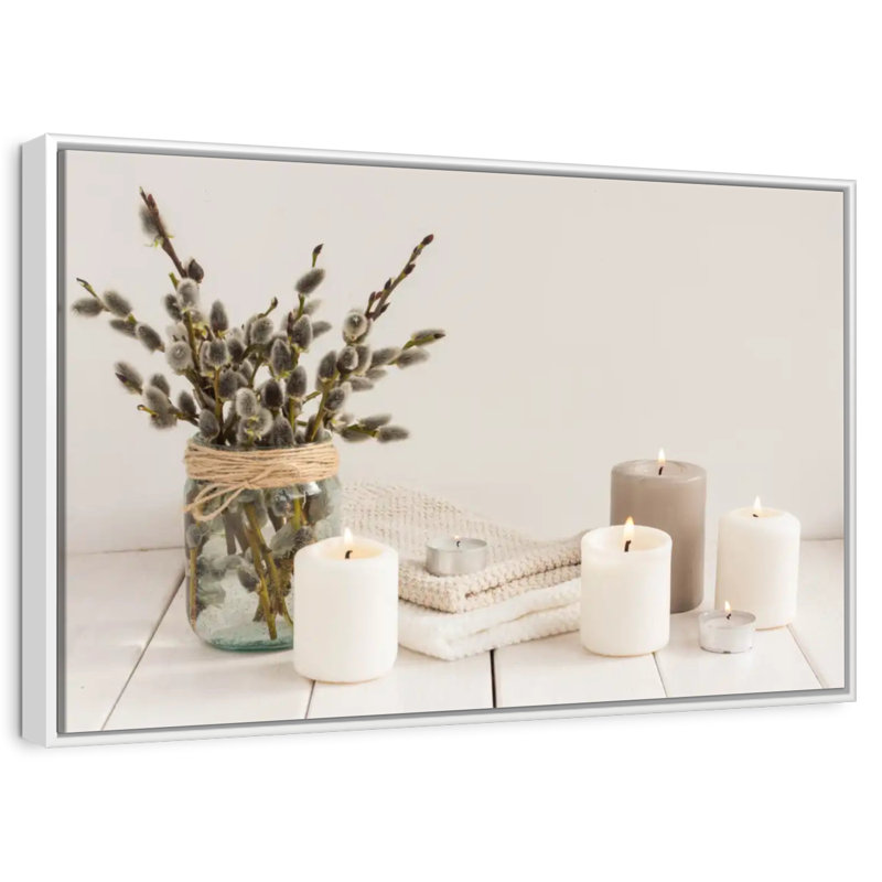 Salle de bain zen, Cadre flottant blanc, 37 po x 25 po