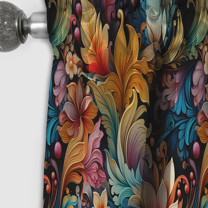 Motif à motif cachemire bohémien Rhapsody V - Rideau floral - 1 rideau occultant, L 52 po x L 84 po