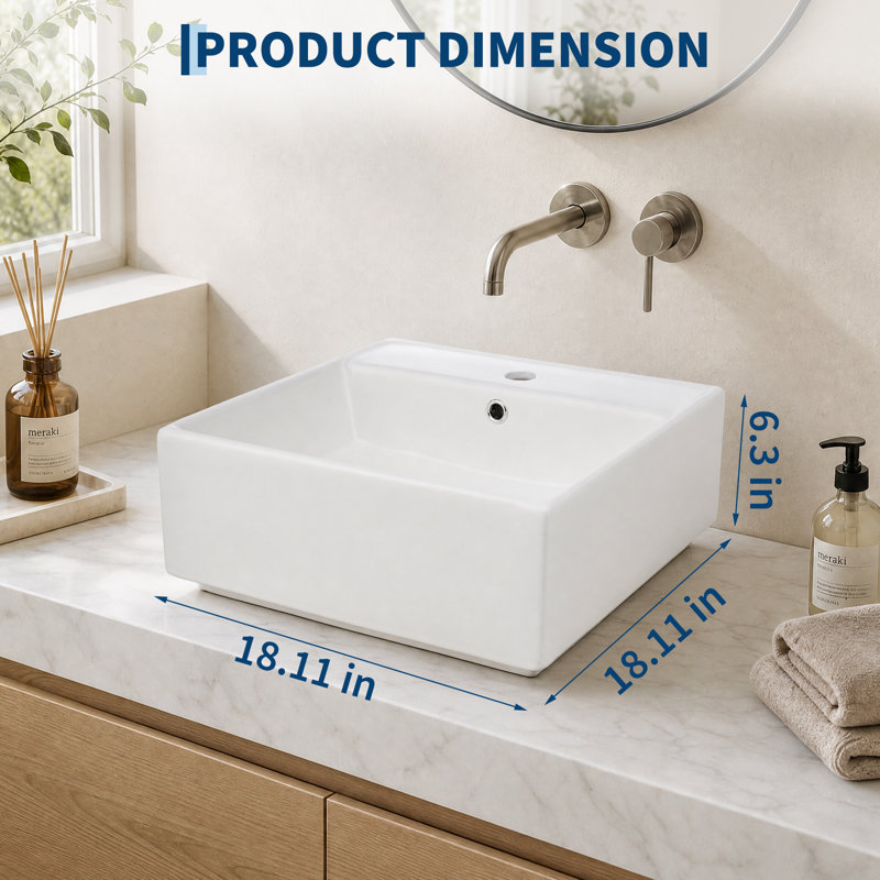 FXSGER Chrome Ceramic Sink, 46*46*16cm