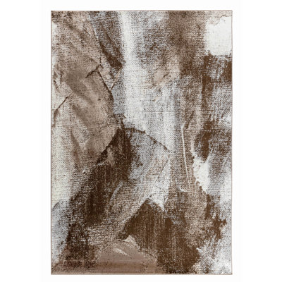 Rug Branch Marco 5' x 8' (5'3" x 7'7") Brown/Beige Abstract Indoor Area Rug, Modern, Low Pile, Stain-Resistant Carpet - Living Room, Bedroom, Dining Room, and Kitchen