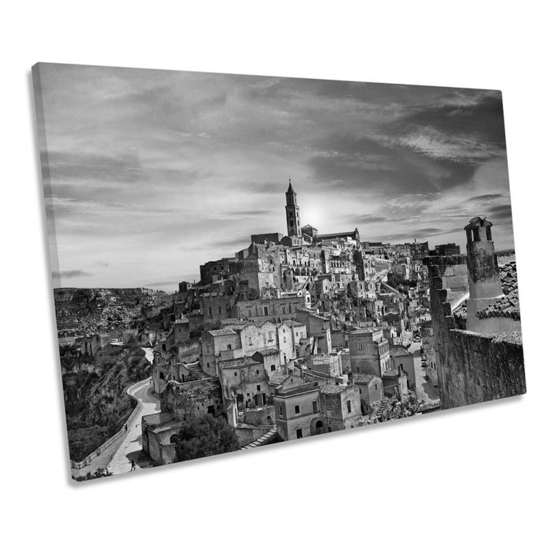 Matera Southern Italy B&W - Wrapped Canvas Print, 40.6cm H x 61cm W x 2cm D