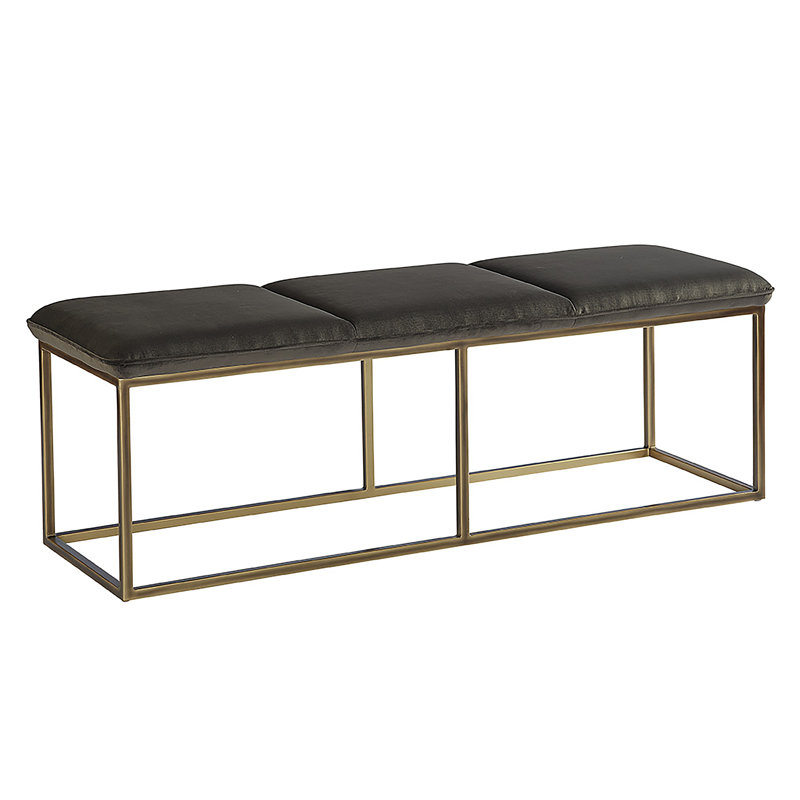Alley Upholstered Bench, Dark Gray Performance Basketweave