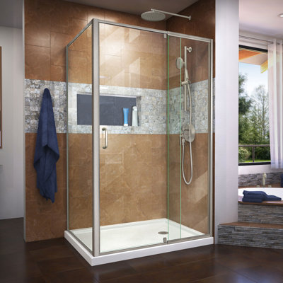DreamLine Flex 34 1/2 in. D x 44-48 in. W x 72 in H Semi-Frameless Pivot Shower Enclosure