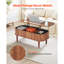 Table basse à plateau relevable de 39,4 po, table basse ovale cannelée avec 3 compartiments cachés, bureau central ovale en bois de style Mid-Century avec rangement, plateau de table relevable pour la maison et le bureau, assemblage facile, noyer-1542549219