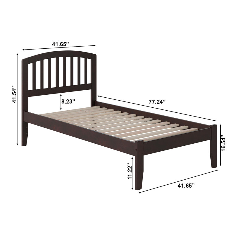 Lit plateforme en bois massif Careaga, Espresso, Lit simple