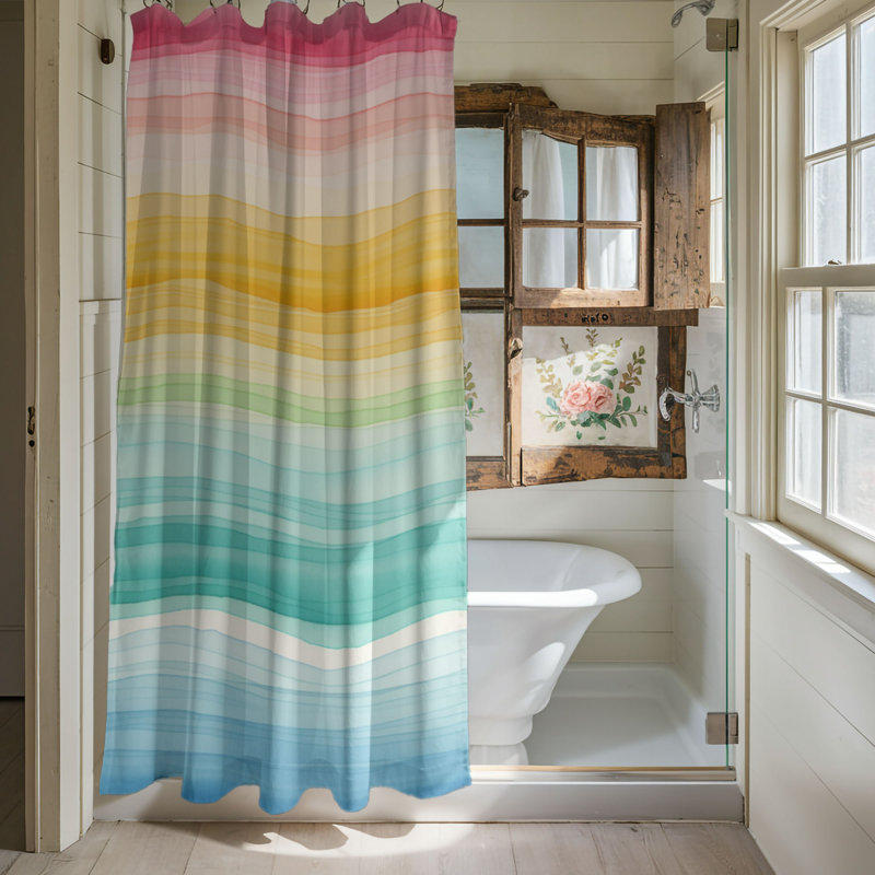 Watercolor Spectrum - Rideau de douche standard 1 pièce, H 74 po x l 71 po