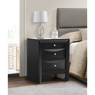 Marilla 3 Drawer Wood Nightstand