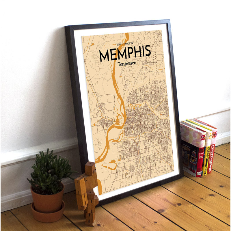 Memphis City Map - No Frame Print, 43cm H x 28cm W x 0.13cm D