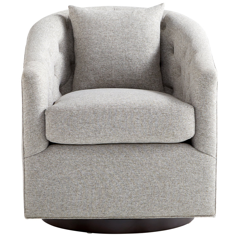 Contemporary Swivel Accent Chair in Sophisticated Gray with Wood Base
