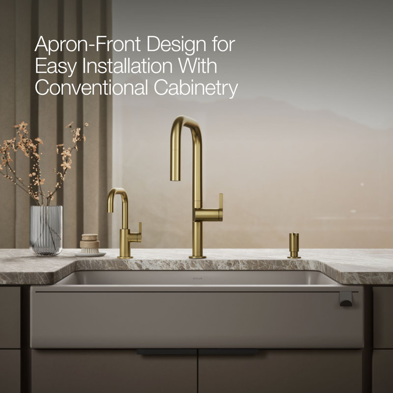Cairn Undermount Single-Bowl Farmhouse Kitchen Sink, Matte Taupe