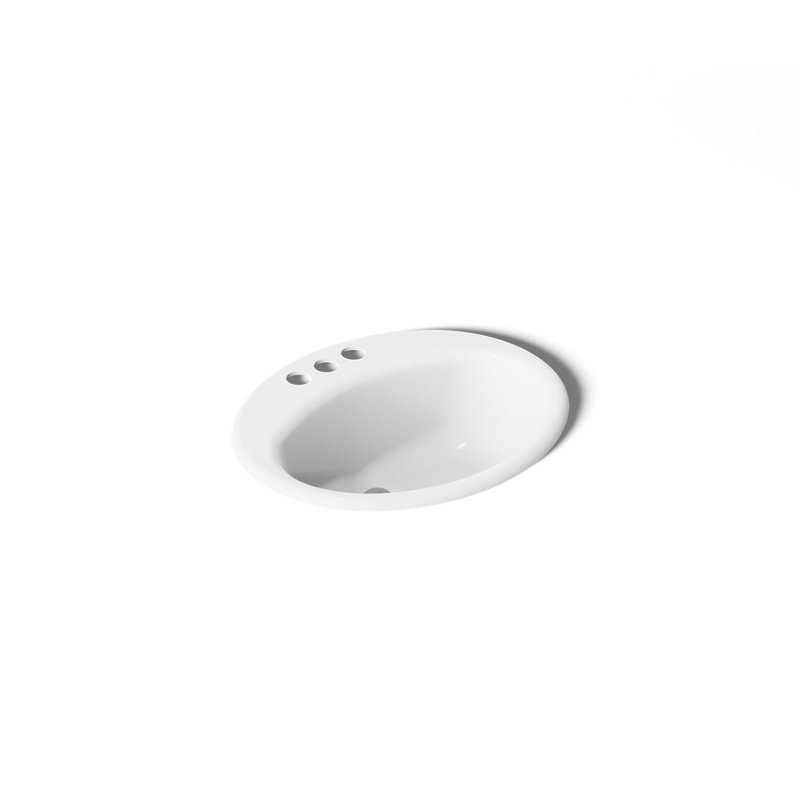 Farmington Metal Oval Drop-In Bathroom Sink with Overflow, 4" Center, White
