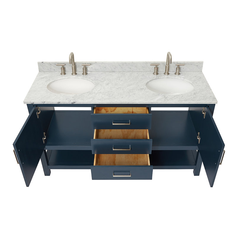 Bayhill 73'' W Double Vanity, Oval, Midnight Blue, 61"