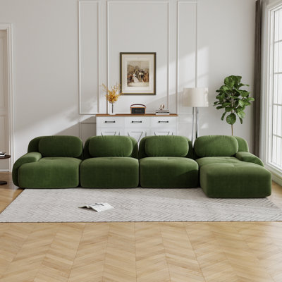 Compression Sofa, L Shape Sofa, Corduroy Fabric Sofa, For Living Room