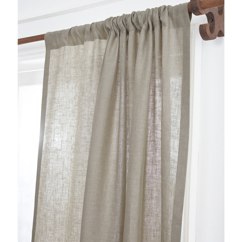 Linen Curtain with Rod Pocket, Natural, 52" W x 84" L