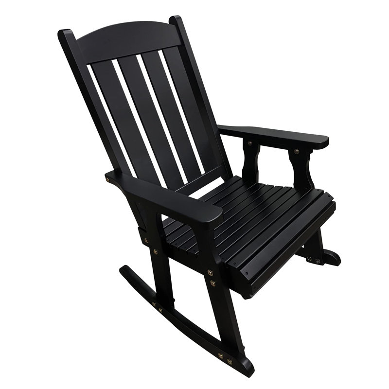 Chaise berçante d'extérieur en bois massif Ruvimbo, Noir