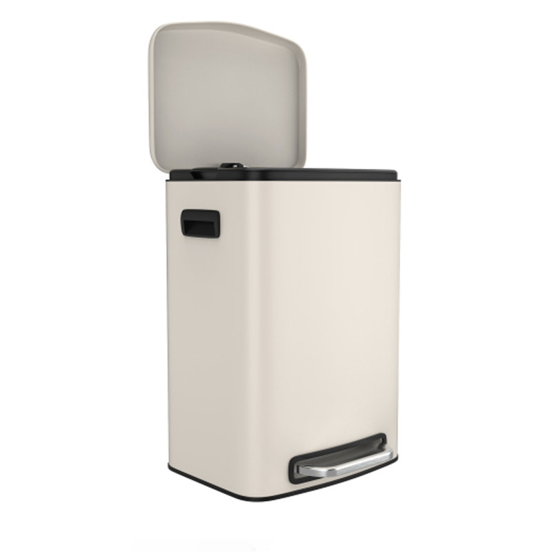 Poubelle rectangulaire 13 gallons avec repose-pieds