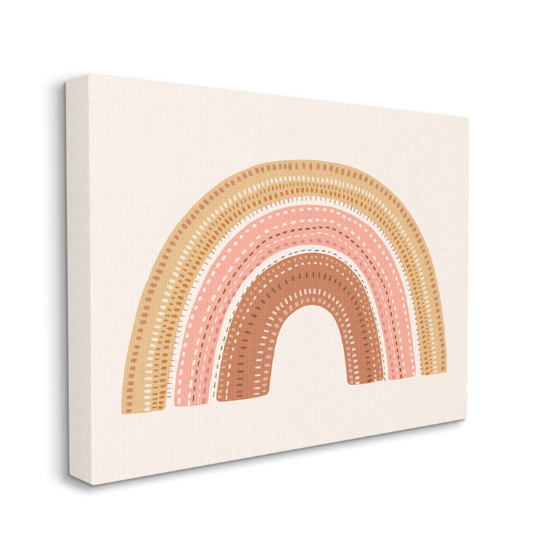 «Earthly Boho Rainbow Brode Stitch Inspired Motif Wall Plate Art» par Nancy Mckenzie, Toile tendue, H 40 po x l 30 po
