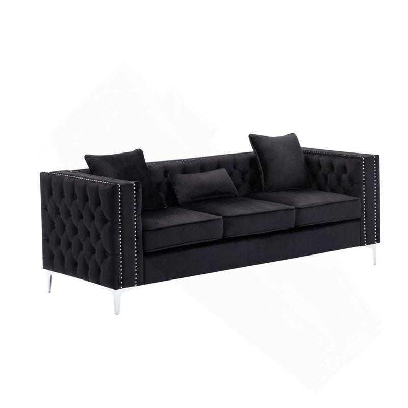 Canapé 86 po en velours noir
