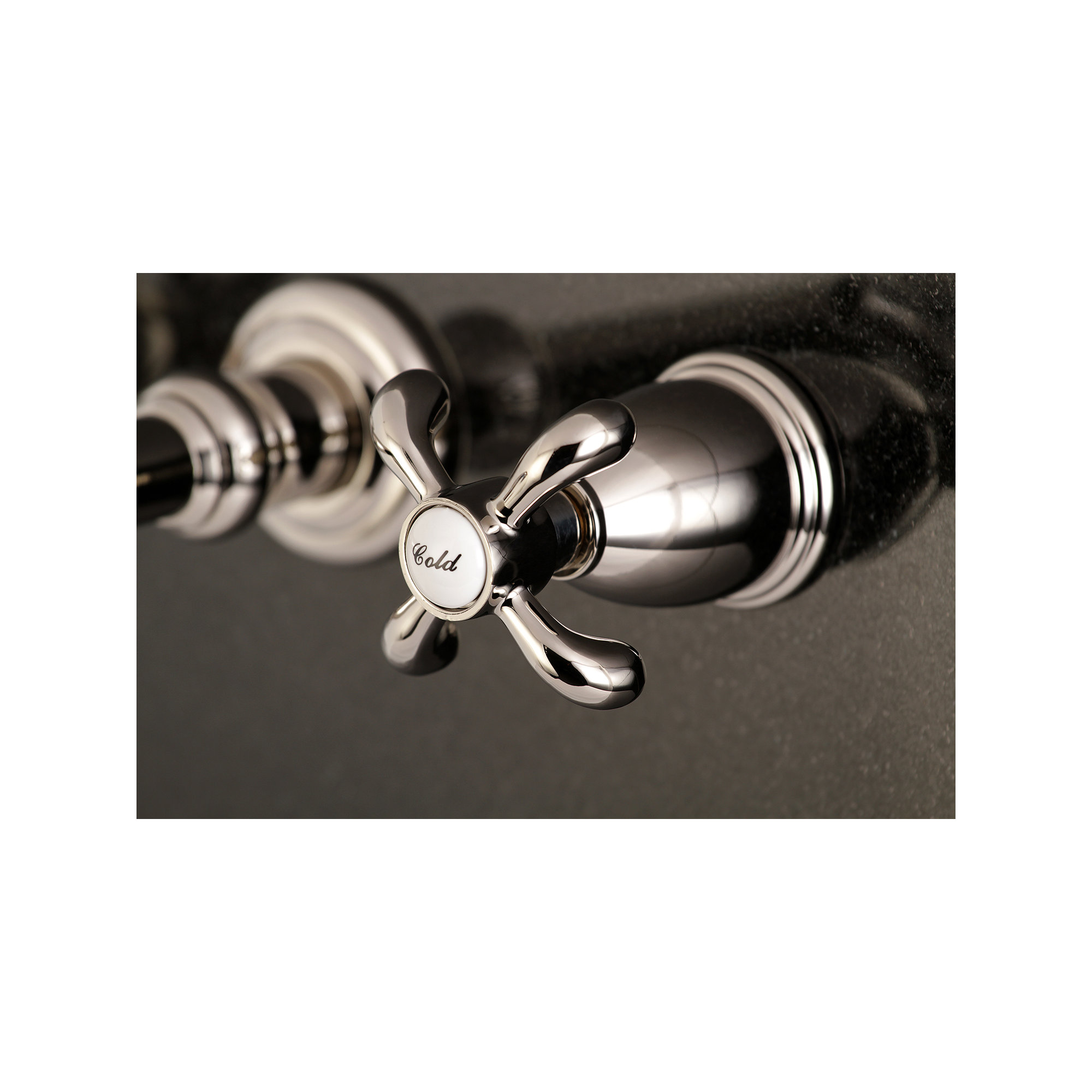 Kingston Brass French Country Two-Handle 3-Hole Wall Mount Roman Tub Faucet, Polished Nickel