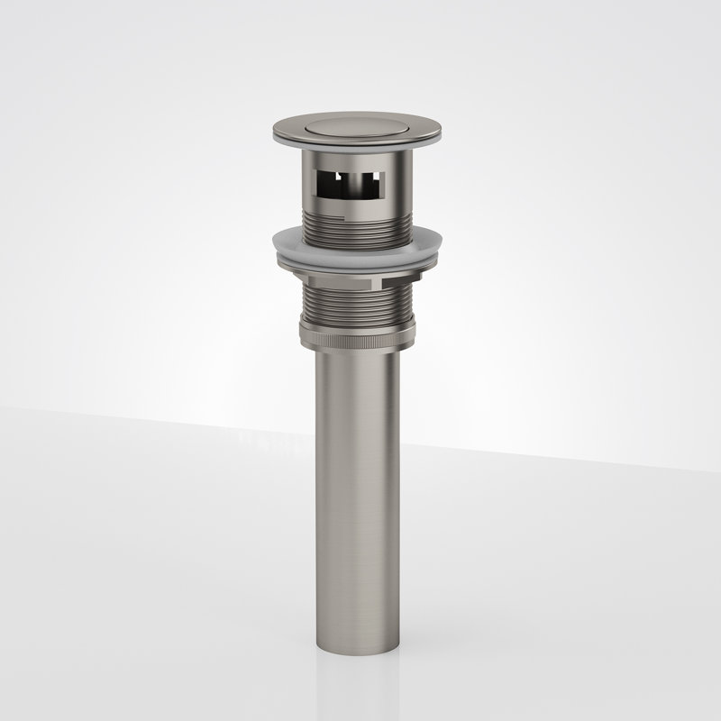 Drain escamotable de lavabo de salle de bain avec trop-plein, Nickel brossé