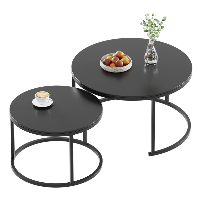 Ensemble de tables basses gigognes Sintered Stone, H 18 po x L 24 po x l 24 po, Noir, noir, noir, noir