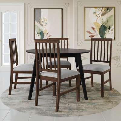 Nivens 5 Pieces Dining Set With 42"L Round Table And Wooden Dining Chair