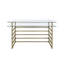 Bureau Shona avec plateau en verre transparent et finition or antique