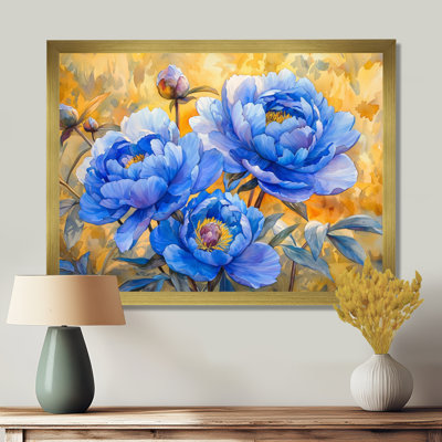 Pivoines bleues saphir dans le verger - pivoines, art mural