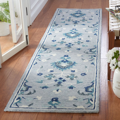 Oriental Handmade Tufted Wool Blue Area Rug