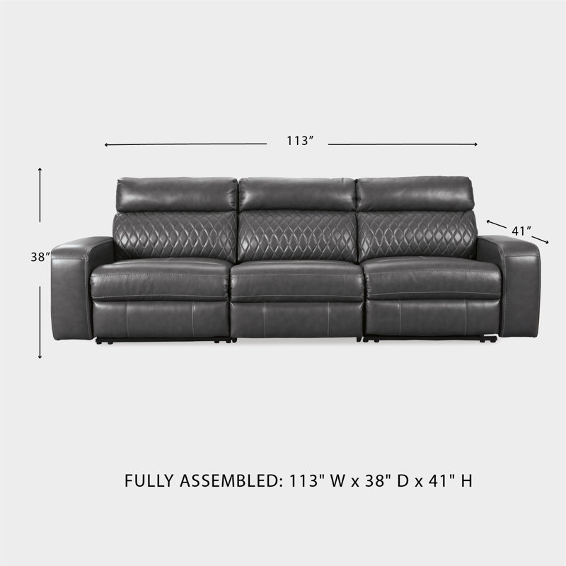 Vasilijus 113'' Faux Leather Power Reclining Sofa