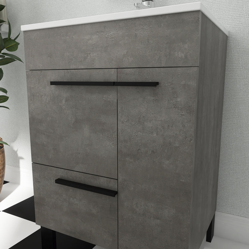 Ensemble de meuble-lavabo autoportant avec comptoir en céramique 24 po Seliah