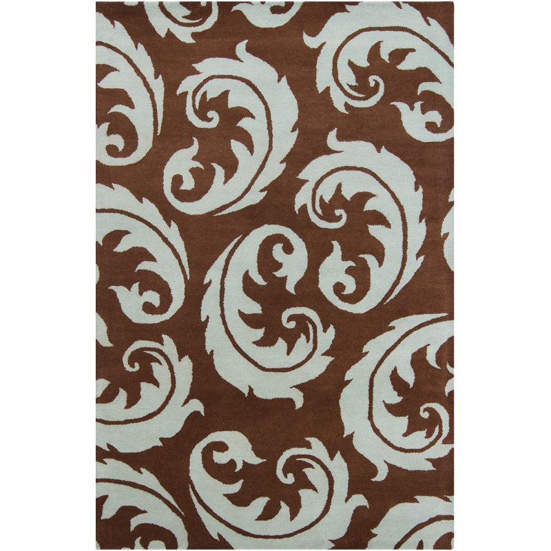 Tapis bleu clair et brun en laine touffeté à la main Borset, 8 pi x 10 pi